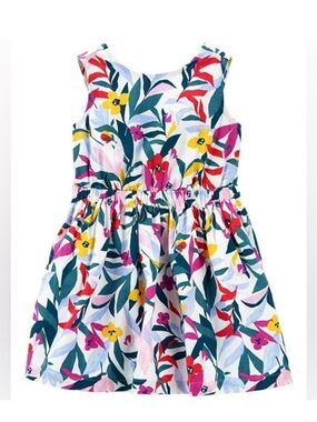Carter's Toddler Girls Floral Linen Dress Keyhole Button Back Size 5T